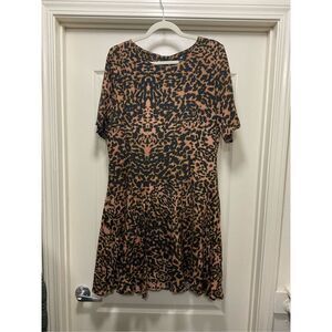 H&M Short Sleeved Fit and Flare Animal/Leopard Dress (Size 14)